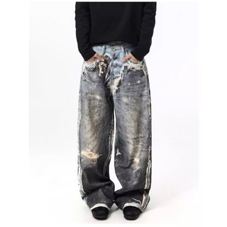 Quần Jean Nam Phong Cách Unisex Cao Cấp, Kiểu Rách Scimitar