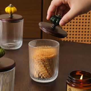 Retro Mỹ Thủy Tinh Bông Hộp Bảo Quản Giá Trị Cao Pháp Sáng Tạo Tăm Giá Đỡ Nha Khoa Bóng Trang Trí Đồ Trang Trí