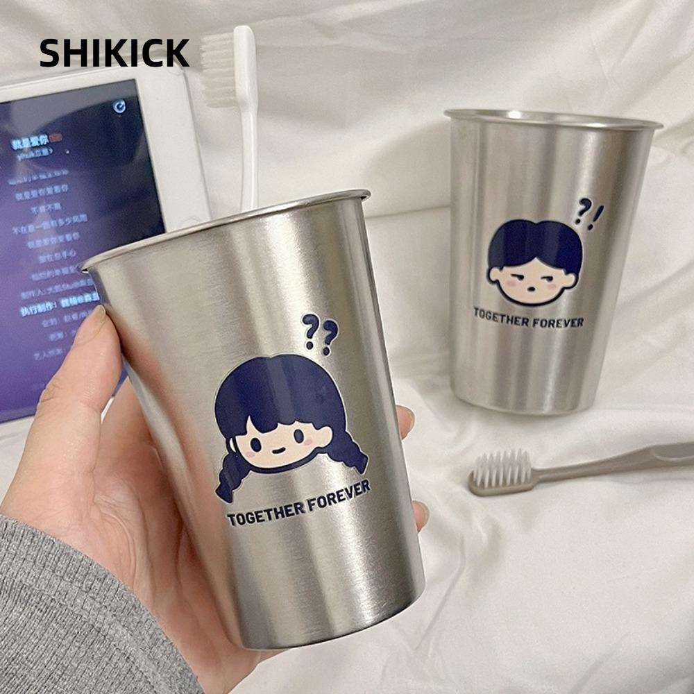 Cốc thép không gỉ SHIKICK, Hộp đựng bàn chải đánh răng 500ml không thể phá vỡ, Cốc cắm trại uống nước cho bé gái