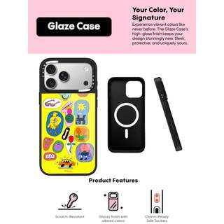 CASECASE X Nền Vàng Minh Họa Ốp Lưng Kính Hút Từ Tính Chống Trầy Xước Cho IPhone 17 Air 16 15 14 Pro Max Plus Ốp Lưng Cứng Có Hộp Khắc Logo