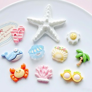 Set Charm Đại Dương Cute Pastel – Cá Voi, Sao Biển, Vỏ Sò, Cua Biển, Dừa Nhiệt Đới – Charm Gắn Dép Xinh DIY Mùa Hè