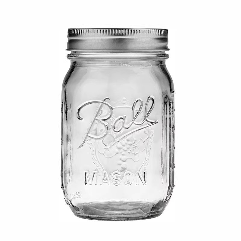 Bình kín khí Mỹ Mason Jar Thủy tinh Trong suốt Bột yến mạch kín Mứt Jar Retro Cốc uống Jam Jar JMOW