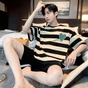 2025 Bộ Đồ Ngủ Nam Lụa Sữa Ngắn Tay Hoạt Hình Thường Ngày Thiếu Niên Sinh Viên Mỏng Phong Cách Homewear Phù Hợp Với