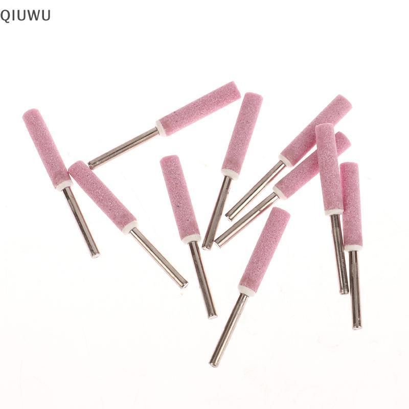QIUWU 10 chiếc đá mài đá tập tin cho dây xích cưa 4/4.8/5.5/6 mm, bộ phụ kiện mài đánh bóng kim loại