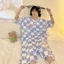 Shop Size Lớn Váy Ngủ Ngắn Tay Hoạt Hình Dễ Thương Kẻ Sọc Ngộ nghĩnh Một Mảnh Loungewear Rời Bộ Đồ Ngủ Thường Ngày Nữ