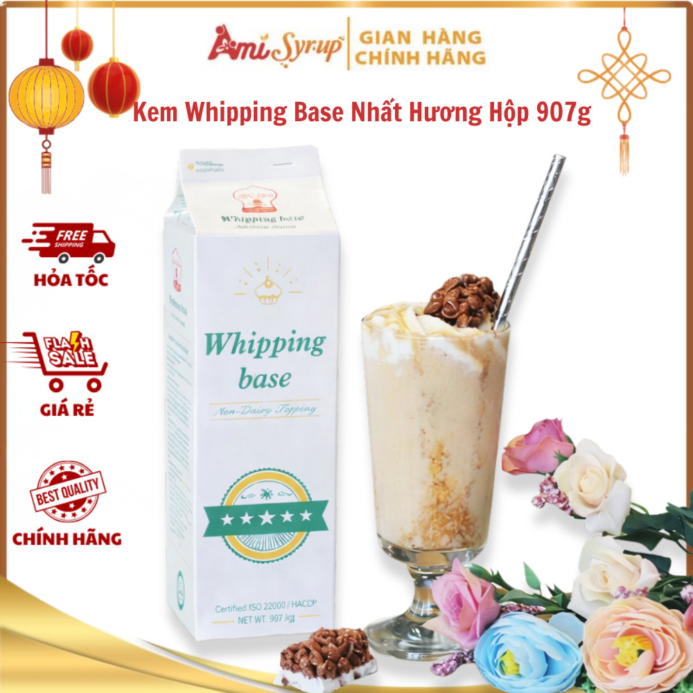 [Hỏa Tốc HN] Kem Whipping Base Nhất Hương Hộp 907g, Chất Kem Mịn Xốp Giữ Form Lâu, Hạn Chế Tách Nước