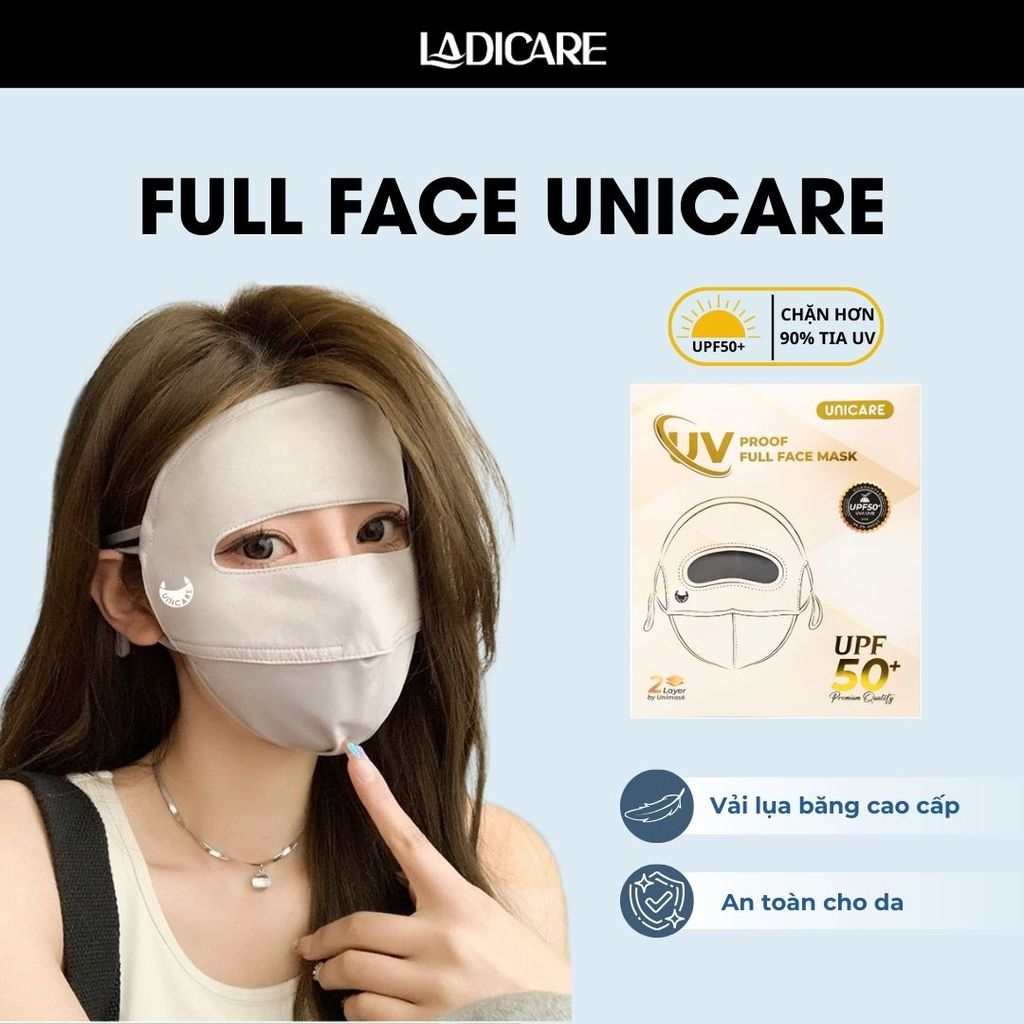 Khẩu trang UNICARE vải chống nắng toàn mặt Full Face thoáng khí, ngăn tia UV, chống nắng UPF 50+