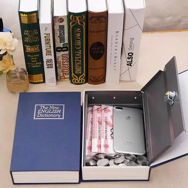 Hộp tiết kiệm an toàn, tiện lợi với mật khẩu, hộp sầm xơ hình quyển sách mini, hộp sầm xơ lõi kim loại an toàn