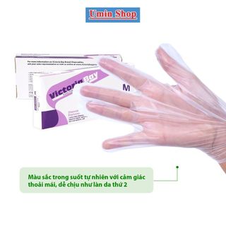 Hộp 100 Găng tay nilon làm bếp nấu ăn vệ sinh Victoria Bay UminShop Bao tay TPE kháng khuẩn