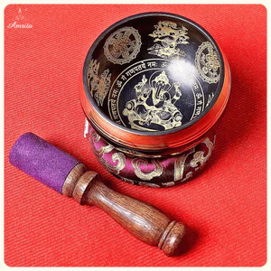 Chuông xoay Nepal 10.5cm hoa văn vị thần Ganesha Chuông xoay Mật Tông - Chuông đồng - Chuông Mõ - CXNP326