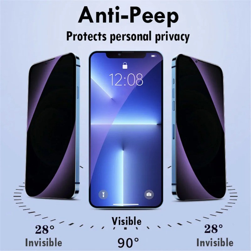 2 Chiếc HD Trong Suốt Kính Cường Lực Cho Apple iPhone 17 Air Pro Max Chống Gián Điệp Riêng Tư Chống Ánh Sáng Xanh Bảo Vệ Màn Hình Điện Thoại Cho Apple iPhone 16e 16 15 Plus Pro Max Matte Glass Film