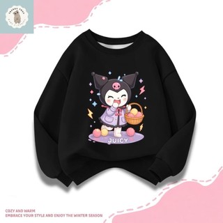 Hình ảnh Kuromi dễ thương mang giỏ hoa, áo sweatshirt in họa tiết giản dị，đáng yêu, đa năng，hợp thời trang và phong cách