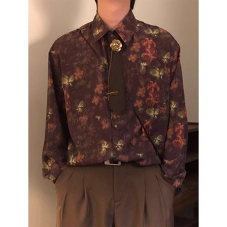 Áo sơ mi nam ESEA dài tay phong cách retro Nhật Bản in hoa thoáng khí thiết kế phong cách Hồng Kông