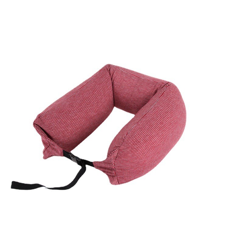 Gối cổ hạt hình chữ U Muji sọc, hỗ trợ thắt lưng, dùng cho máy bay/du lịch 2026.2.26