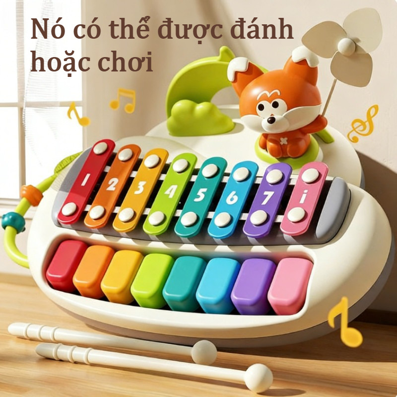 【SKISOPGO】Đồ chơi 2 trong 1 Đàn Piano và Xylophone,8 phím nhiều màu,cho bé học sớm,Gõ Nhạc,Học Màu