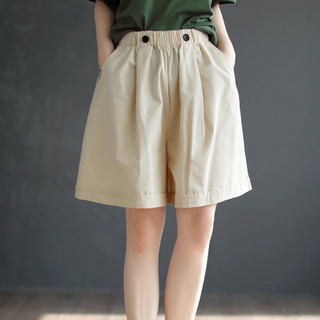 Quần short Nữ cargo ống rộng màu trơn phong cách mùa hè