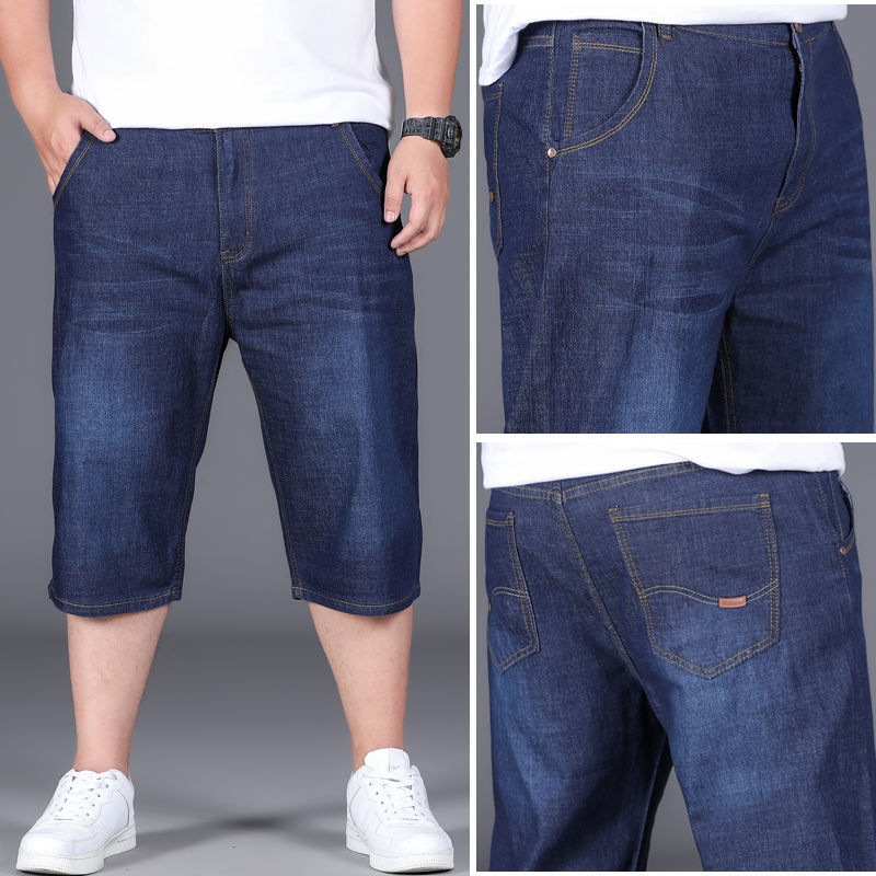 Quần Short Denim Nam Mùa Hè - Dáng Rộng Co Giãn, Phù Hợp Cỡ Lớn Và Thời Trang