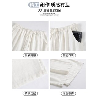 Quần ống rộng plus size nữ từ linen ramie, mỏng và ôm eo cao, phù hợp mặc hàng ngày vào mùa hè