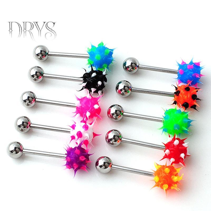 (TFT) Lưỡi nhẫn barbell thép không gỉ bóng - bộ 5/10 chiếc mới