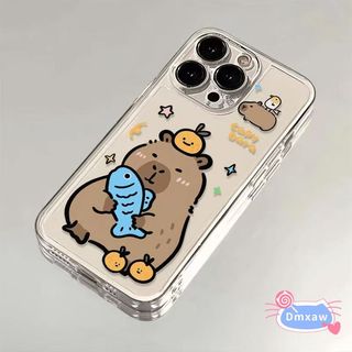 Ốp Điện Thoại Capybara Dễ Thương Cho Redmi Note 15 14 13 Pro Plus 12 Turbo 11 Pro Plus 11E 11 SE 11T Pro Plus 11S 4G 5G Vỏ Hoạt Hình Cá Xanh Trong Suốt Vỏ Mềm
