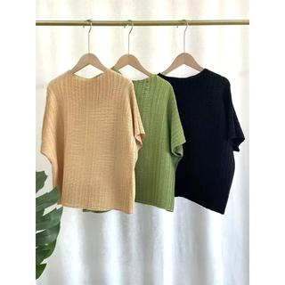 Miyake Áo Thun Nữ Cổ Tròn Màu Trơn, Thời Trang Mùa Hè, Khí Thoáng Cao Cấp