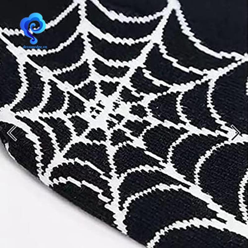 [DreamEdge] Beanie Ấm Áp Cho Mùa Đông, Họa Tiết Nhện Phong Cách Goth Y2K, Len Acrylic
