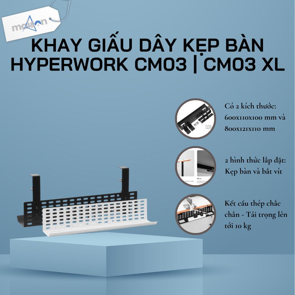Khay đi dây HyperWork CM03 | CM03 XL | Kẹp bàn / Bắt vít - Bảo Hành 12 ...