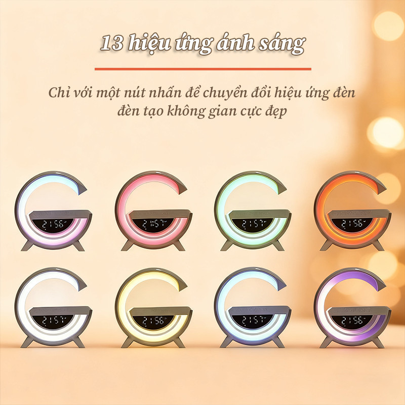Loa Bluetooth thông minh sạc không dây, Đèn LED 13 màu nháy theo nhạc, Âm thanh stereo siêu hay