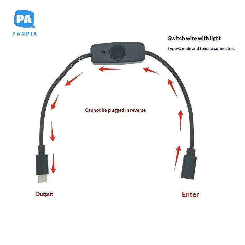 [NBI] 1 / 3 Dây cấp nguồn USB-C sang Type C 5V2A Cáp nối dài USB C ngắn có công tắc bật tắt cho quạt USB Dải đèn LED để bàn VN