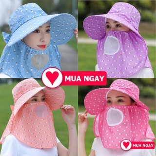 Nón chống nắng vành rộng mát có khẩu trang 2 lớp thoáng khí cho nữ