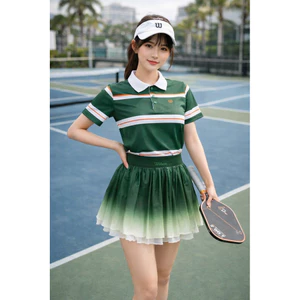 Set thể thao nữ Wil.son - áo ngắn tay phối chân váy loang tập pickleball, tennis, golf