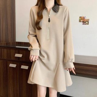 Đầm Nữ cổ cao tay dài cao cấp dành cho nữ, thiết kế mùa xuân, đơn giản và tôn dáng, thích hợp mặc ngoài hoặc làm việc