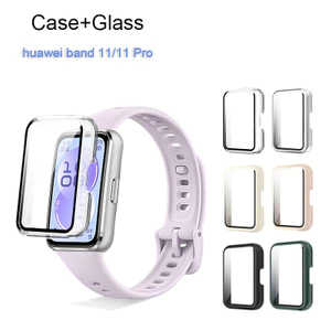 Ốp PC + Phim Kính Cường Lực Cho Huawei Band 11 HD Màn Hình Kính Bảo Vệ Cho Huawei Band 11 Pro Vỏ Chống Rơi