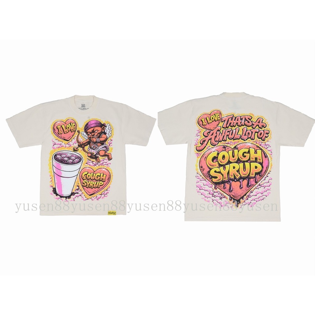 Áo thun hip-hop retro Mỹ với chủ đề "I Love Cough Syrup", chất lượng cao