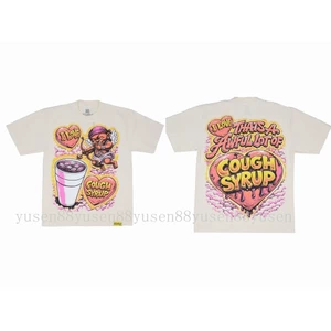 Áo thun hip-hop retro Mỹ với chủ đề "I Love Cough Syrup", chất lượng cao