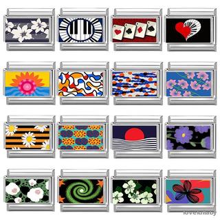 2026 Sáng Tạo Nhiều Màu Sắc Hoa Văn Sun Daisy Piano Đỏ Poker Ý Quyến Rũ Liên Kết Phù Hợp Với 9 Mm Thép Không Gỉ Vòng Tay DIY Làm Trang Sức