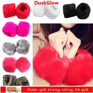 DUKGLOW Lông Thú Giả Cổ Tay Còng Mùa Đông Oversleeve Cổ Tay Quần Áo Phụ Kiện Tay Ấm Hơn