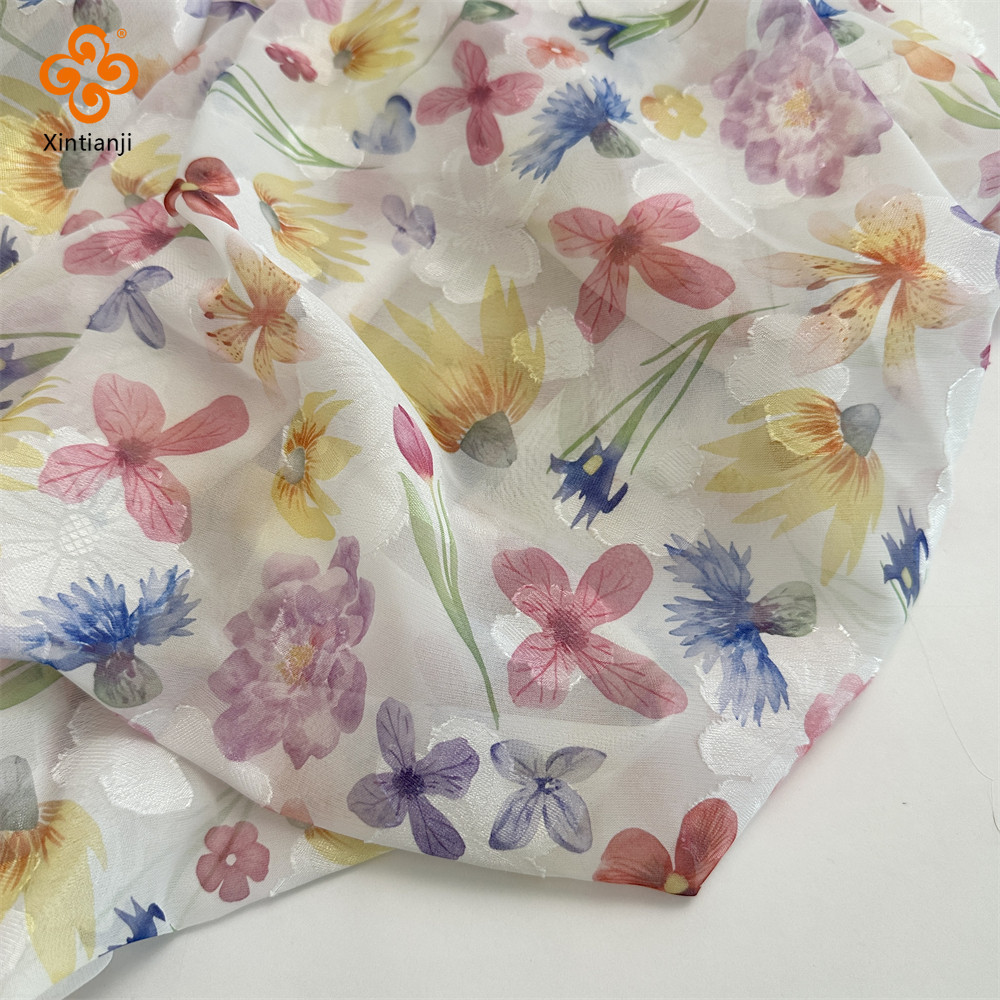 Nhiều Màu Sắc Hoa In Vải DIY Handmade Mùa Hè Nữ Váy Sườn Xám Quần Áo Vải Bán thấm Voan Thanh Lịch TJ23502