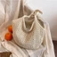 WHX [Sẵn sàng] Túi Tote rơm rỗng Túi dệt sợi Cotton thông thường Túi đeo vai bãi biển đa chức năng Túi dệt rỗng kỳ nghỉ sức chứa lớn