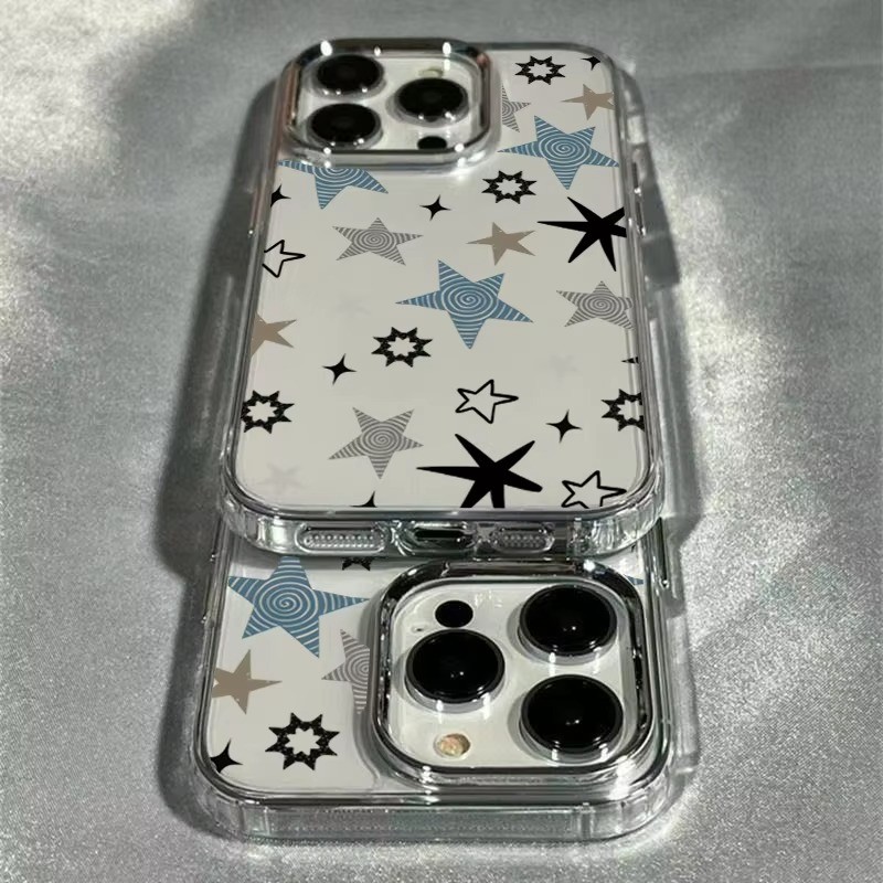 Ốp Điện Thoại Họa Tiết Ngôi Sao Năm Cánh Doodle Nhiều Màu Sắc Cho Samsung S25 S24 FE S26 S23 Ultra S20 S22 S21 Plus Vỏ Chống Sốc Trong Suốt