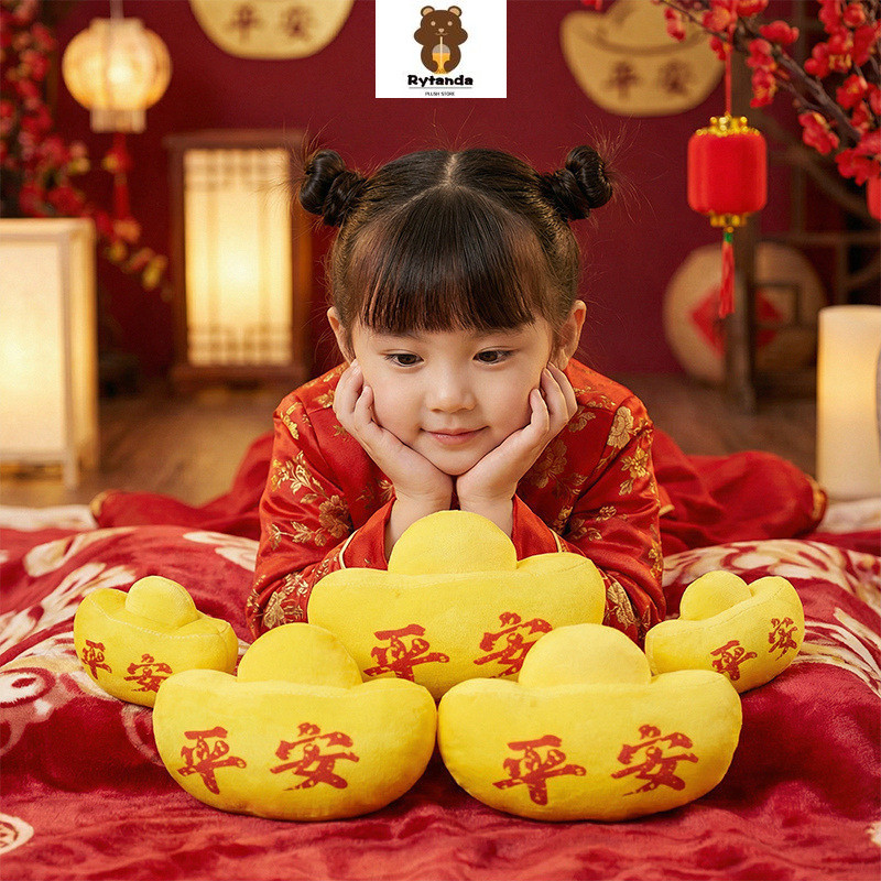Rytanda Dễ Thương Trung Quốc-Chic Vàng Thỏi Ném Gối Mô Phỏng Thỏi Móc Khóa Vàng Mềm Đồng Xu Mặt Dây Chuyền Món Quà Hoàn Hảo Cho Trẻ Em Bạn Gái Giáng Sinh Trang Trí Năm Mới Quà Sinh Nhật