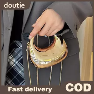 Doutie Nữ Dây Xích Túi Đeo Ngang Ví Nhỏ Acrylic Kim Loại Hút Tiệc Nửa Mặt Trăng Túi Nữ Túi Xách Sang Trọng VN