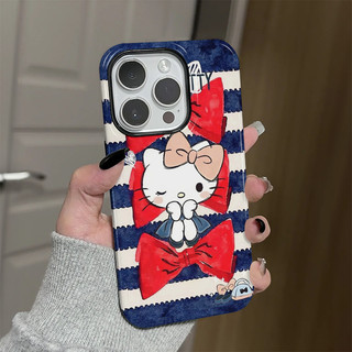 Ốp điện thoại 2 trong 1 Big Bow Kitty Apple 17 / 16 iPhone 15 Pro Max Phim mới 14 / 13 Sáng tạo 12 / 11 Pro Max 7 / 8 Plus Vỏ điện thoại bóng hai lớp