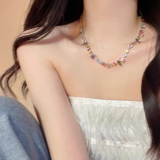 Vòng cổ zircon cầu vồng pha lê ngọt ngào cho người phụ nữ và cô gái