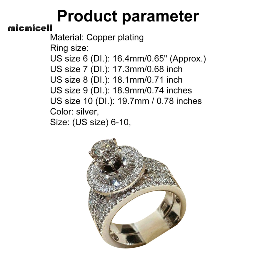 Một Bộ 2 Chiếc Nhẫn Đính Hôn Phong Cách Thời Trang Với đá Nhân Tạo Cubic Zirconia