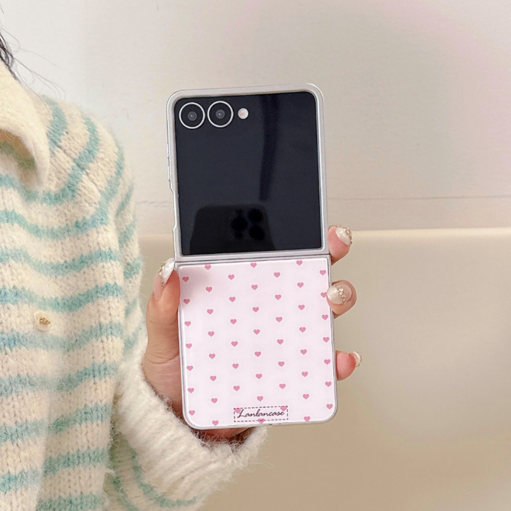 Ốp Điện Thoại Có Thể Gập Lại Họa Tiết Trái Tim & Ngôi Sao Cho Samsung Galaxy Z Flip 7 6 5 Kính Mặt Sau Chống Rơi Thời Trang Đơn Giản Dễ Thương Vỏ