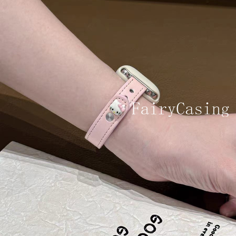 Liên kết kim loại vòng da dễ thương cho Apple Watch Series Ultra 11 10 9 8 7 6 38mm 40mm 41mm 42mm 44mm 45mm 46mm Dây đeo