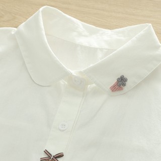 <![Sẵn Sàng] Áo sơ mi nữ 100% sợi cotton cao cấp, thiết kế hoa văn thêu nơ tinh tế, phù hợp mùa xuân 2026