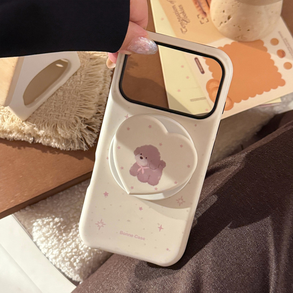 Giá đỡ từ tính kem Teddy cho vỏ điện thoại Apple iPhone 17 Pro Max, thích hợp cho chất liệu phim iPhone 16, hoàn thiện mờ iPhone 15, vỏ cứng iPhone 14