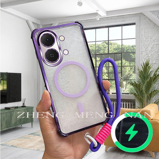 Thích hợp cho vỏ điện thoại VIVO Y05 4G VIVO V70 FE bốn góc chống rơi trong suốt vỏ mềm dây tay 0037